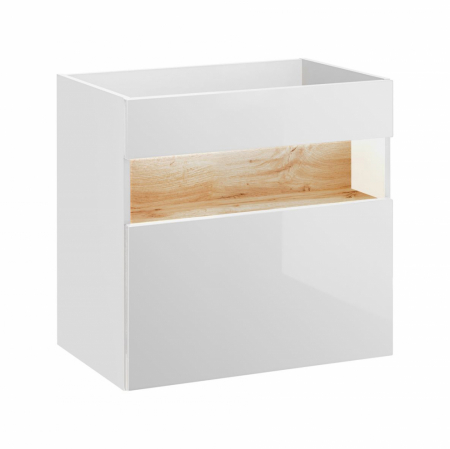 Produse - Masca lavoar baie 60 cm, MDF alb lucios, stejar auriu, Bahama White COMAD