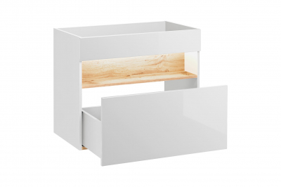 Masca lavoar baie 80 cm, MDF alb lucios, stejar auriu, Bahama White COMAD [1]