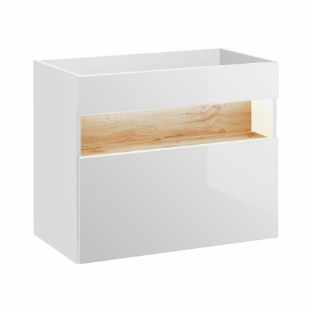 Produse - Masca lavoar baie 80 cm, MDF alb lucios, stejar auriu, Bahama White COMAD