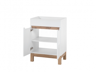 Masca lavoar baie 60 cm, Bali White, MDF alb lucios, stejar auriu, COMAD [1]