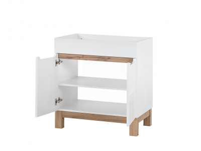 Masca lavoar baie 80 cm, MDF alb lucios, stejar auriu, Bali White COMAD [1]