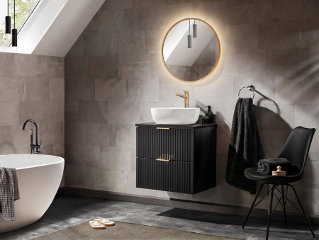 MASCA LAVOAR SUSPENDATA BAIE, 60/80 CM, ADEL BLACK, MDF RIFLAT + PAL, CULOARE NEGRU, COMAD [19]