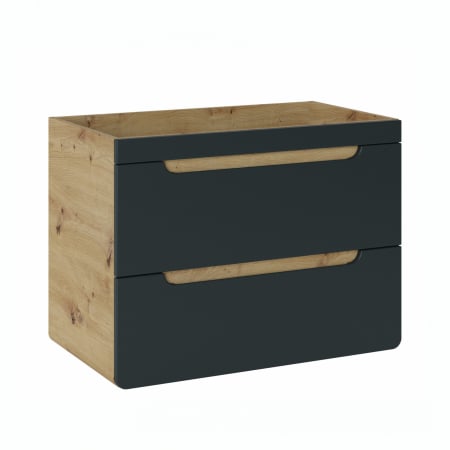Produse - Masca lavoar suspendata baie 80 cm, MDF negru mat/stejar, Aruba Cosmos - COMAD