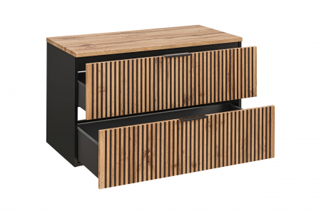 Masca lavoar suspendata baie Xilo, 40/60/80/100 cm, MDF + PAL, stejar cu insertii negre, COMAD [3]