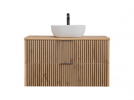 Masca lavoar suspendata baie Xilo, 40/60/80/100 cm, MDF + PAL, stejar cu insertii negre, COMAD [4]