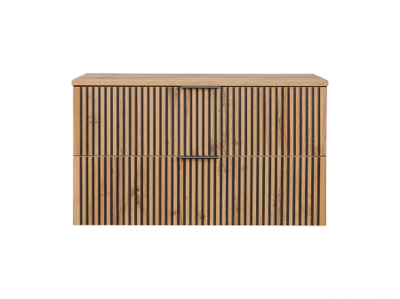 Masca lavoar suspendata baie Xilo, 40/60/80/100 cm, MDF + PAL, stejar cu insertii negre, COMAD [6]