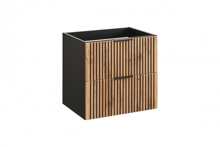 Masti pentru lavoare - Masca lavoar suspendata baie Xilo, 40/60/80/100 cm, MDF + PAL, stejar cu insertii negre, COMAD