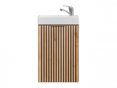 Masca lavoar baie suspendata Xilo, 40/60/80/100 cm, MDF + PAL, stejar cu insertii negre, COMAD [3]