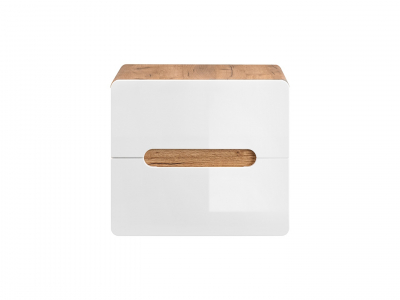 Masca baie 60 cm, MDF alb lucios, stejar auriu, pentru lavoar aplicat, Aruba COMAD [1]