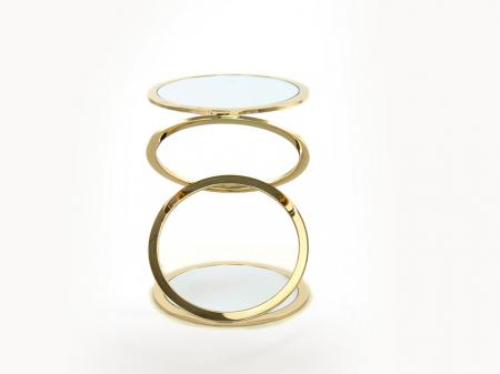 Masuta cafea aurie/argintie extravaganta rotunda Raisa, ø 45 cm, cadru metal, blat sticla, 287760 - Schuller [2]