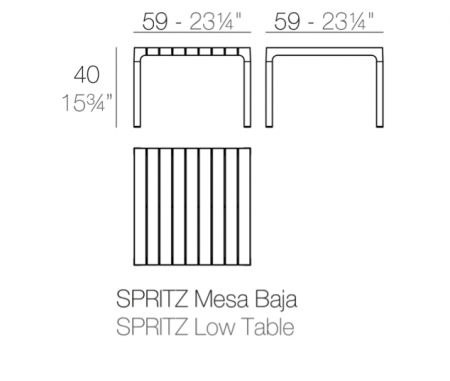 Masuta cafea exterior patrata Spritz 59x59x40 cm, polipropilena, diverse culori, 56030 B - Vondom [4]
