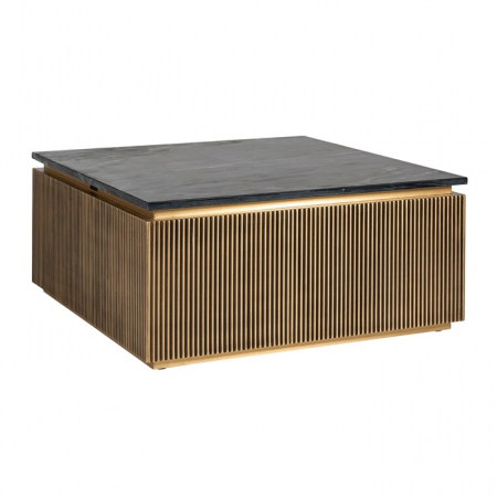 Masute de cafea - Masuta cafea lux aurie patrata Tosea, 90x90 cm, din metal, MDF si blat de marmura, 7575 - Richmond Interiors
