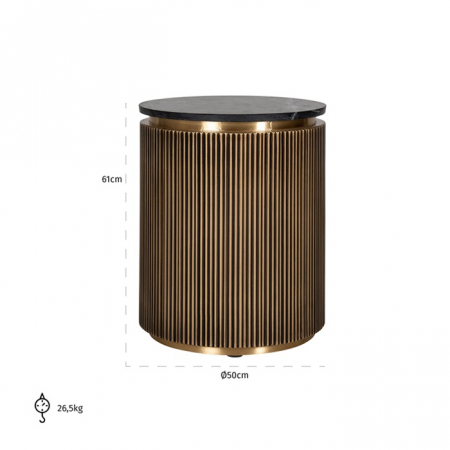 Masuta cafea lux aurie rotunda Tosea, Ø 50 cm, din metal, MDF si blat de marmura, 7573 - Richmond Interiors [2]