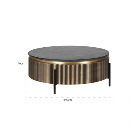 Masuta cafea lux aurie rotunda Tosea, Ø 90 cm, din metal, MDF si blat de marmura, 7574 - Richmond Interiors [2]