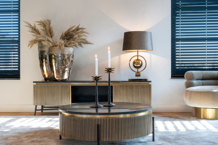 Masuta cafea lux aurie rotunda Tosea, Ø 90 cm, din metal, MDF si blat de marmura, 7574 - Richmond Interiors [4]