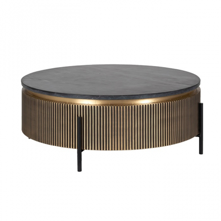 Masute de cafea - Masuta cafea lux aurie rotunda Tosea, Ø 90 cm, din metal, MDF si blat de marmura, 7574 - Richmond Interiors