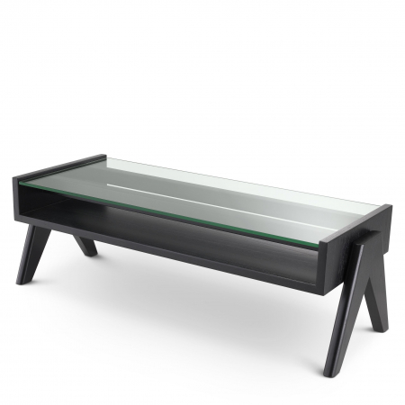 Masute de cafea - Masuta cafea lux Lionnel 120x46 cm din lemn maro/negru si sticla | Eichholtz - 114744