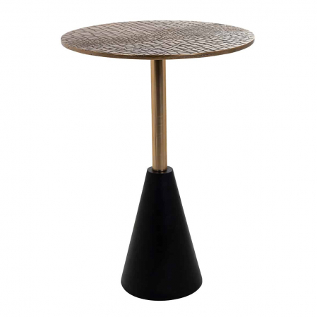 Masuta cafea lux negru cu auriu Madelaine Ø30/40 cm, top textura piele crocodil, 825080 - Richmond Interiors [3]