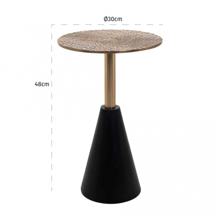 Masuta cafea lux negru cu auriu Madelaine Ø30/40 cm, top textura piele crocodil, 825080 - Richmond Interiors [2]