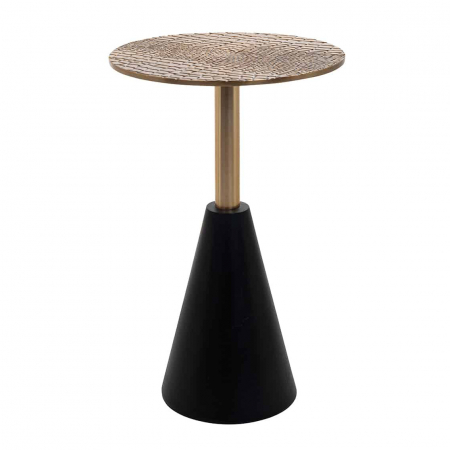 Produse - Masuta cafea lux negru cu auriu Madelaine Ø30/40 cm, top textura piele crocodil, 825080 - Richmond Interiors