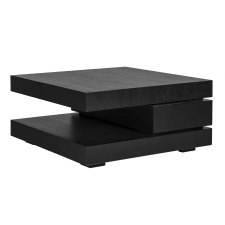 Masute de cafea - Masuta cafea neagra patrata Kelda premium, 90x90 cm, din furnir stejar, 6505 BLACK - Richmond Interiors