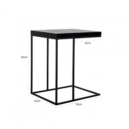 Masuta cafea pentru canapea Kelda 55x45 cm lemn negru furnir stejar/baza metalica, 6519 BLACK - Richmond Interiors [4]