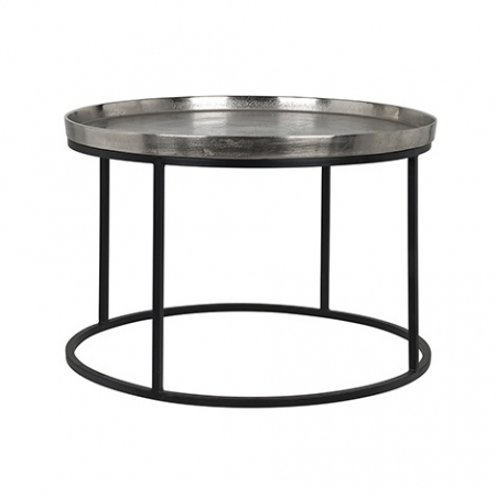 Masute de cafea - Masuta cafea premium argintie rotunda Iva, Ø 70 cm, din aluminiu cu baza din metal, 825028 - Richmond Interiors