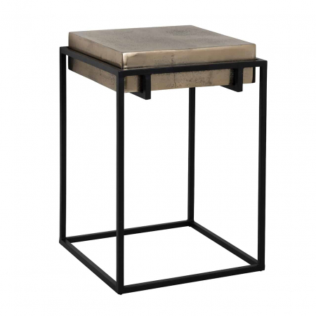 Produse - Masuta cafea premium Rami 42x42 cm blat aluminiu auriu sampanie, baza metal, 825035 - Richmond Interiors