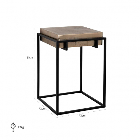 Masuta cafea premium Rami 42x42 cm blat aluminiu auriu sampanie, baza metal, 825035 - Richmond Interiors [3]