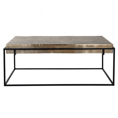 Masuta cafea premium Rami 68x123 cm, blat aluminiu auriu sampanie, baza metal, 825036 - Richmond Interiors [1]