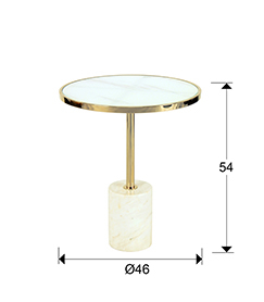 Masuta cafea rotunda alba/neagra Theda, ø 45 cm, baza marmura, picior metal, blat sticla, 258210 - Schuller [3]