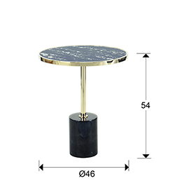Masuta cafea rotunda alba/neagra Theda, ø 45 cm, baza marmura, picior metal, blat sticla, 258210 - Schuller [7]