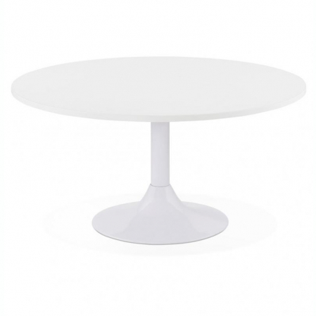 Masute de cafea - Masuta cafea rotunda alba Urea 90 cm cu picior central alb otel, CT00610WH - Kokoon