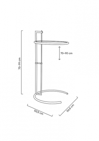 Masuta cafea rotunda Alf cu inaltime reglabila, crom, structura metalica, blat sticla, GT-08 - King [4]