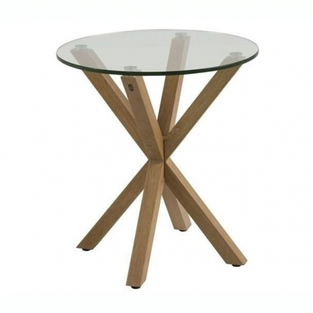 Masute de cafea - Masuta cafea rotunda Nata 50x55 cm, blat sticla/picioare metal, 0000074036 - King