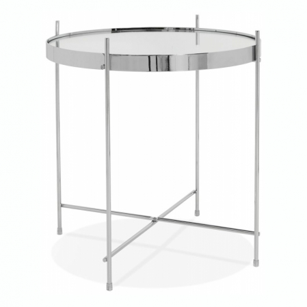 Masute de cafea - Masuta cafea rotunda oglinda Arvo 40 cm, design modern, piciore metal crom, CT00510CH - Kokoon
