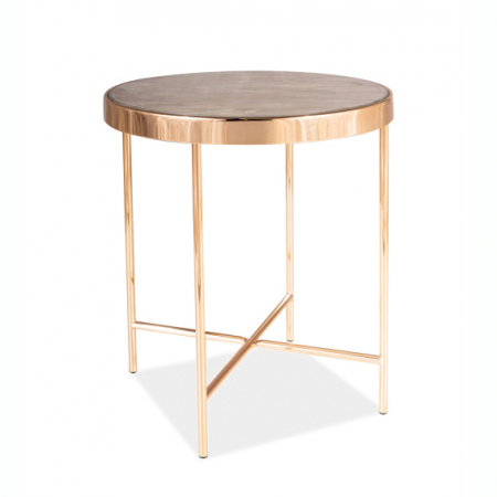 Lichidare stoc - Masuta cafea rotunda Platino 43x43 cm, auriu/blat imitatie marmura, FORTUNACMAZL - Signal