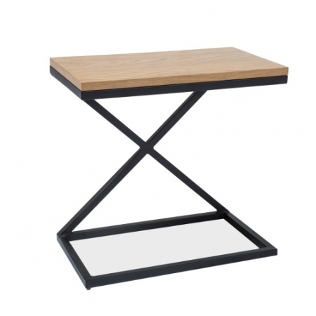 Lichidare stoc - Masuta cafea stil industrial Liz II 50x30 cm MDF furnir stejar, structura metal negru, LIZIIDC - Signal