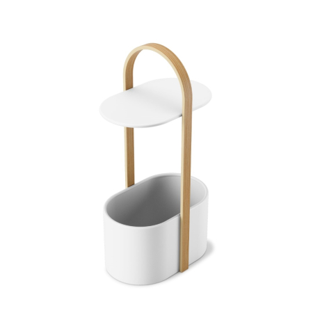 Masute de cafea - Măsuță de Cafea Bellwood 24x35x69 cm, Metal și Lemn Alb Natural - Umbra