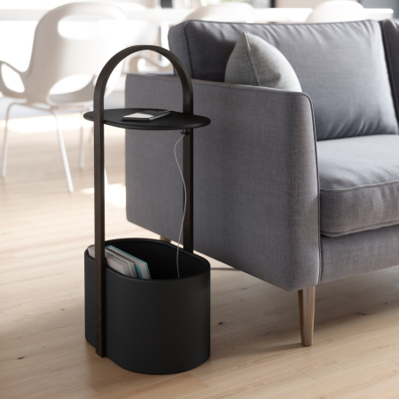 Măsuță de Cafea Bellwood 35x24x69 cm, Metal și Lemn Negru Nuc - Umbra [3]