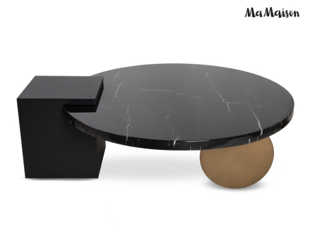 Măsuță de Cafea Dante 110x95x35,5 cm, Negru, Auriu - MaMaison [3]