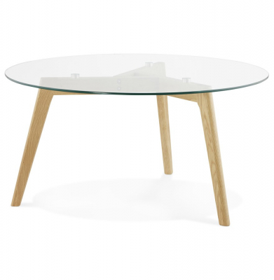 Masute de cafea - Masuta de cafea design LILY 90x90 cm stejar masiv / sticla securizata, CT00390CL - Kokoon