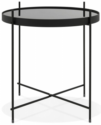 Masuta cafea rotunda neagra Arvo 40 cm blat oglinda, picioare negre metal, CT00500BL - Kokoon [4]