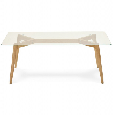 Masuta de cafea design SCARA 120x60 cm stejar masiv / sticla securizata, CT00410CL - Kokoon [1]