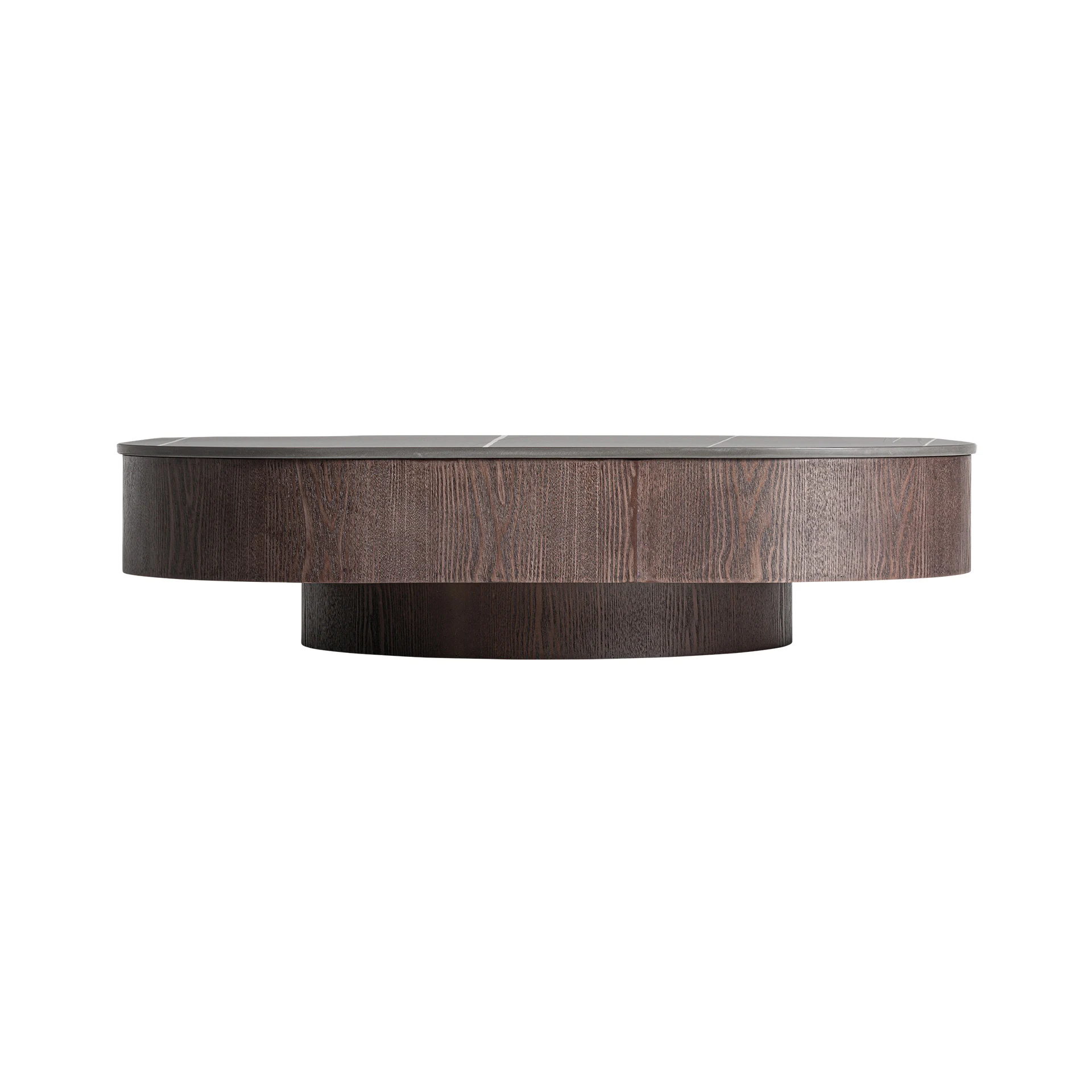 Produse - Masuta de Cafea din Furnir de Nuc, Placaj si Marmura Sintetica, Negru, 100x100x25 cm - VicalHome 37688