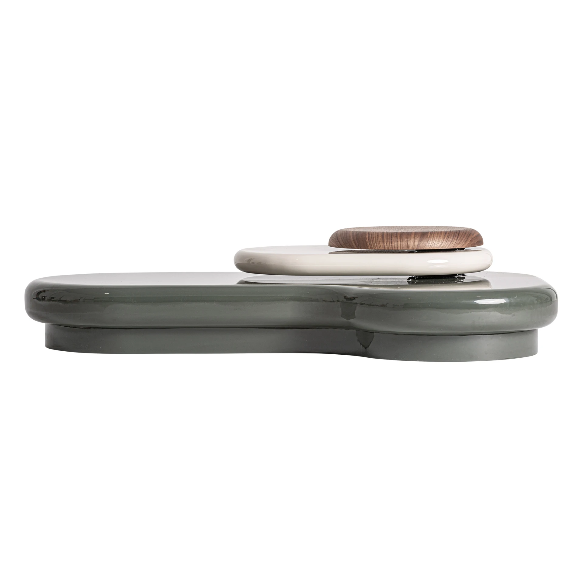 Produse - Masuta de Cafea din Lemn Mdf si Furnir Nuc, Verde/Maro, 120x70x26 cm, Stil Contemporan - VicalHome 36860