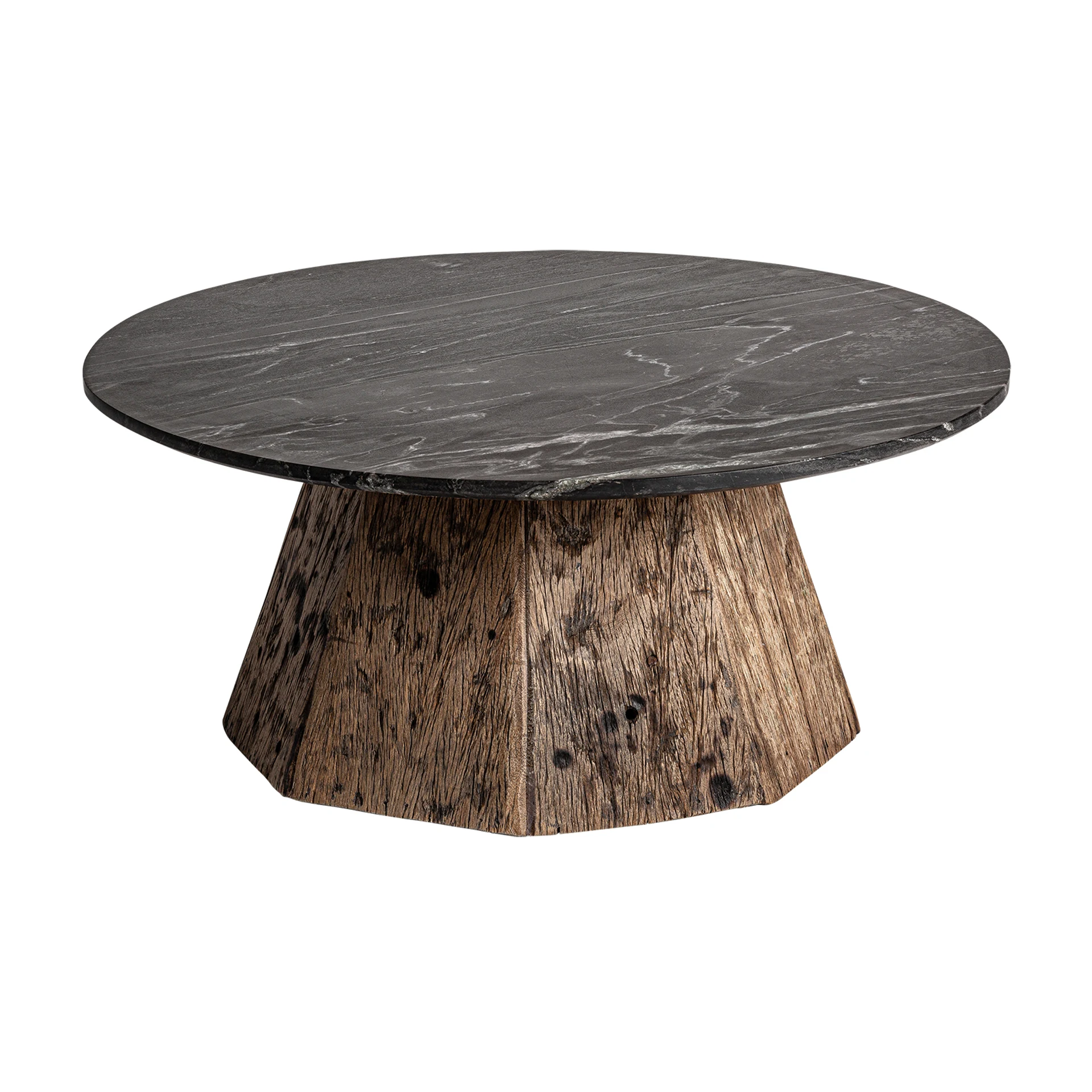 Masuta de Cafea din Lemn Reciclat si Marmura, Maro, 80x80x35 cm, Stil Nordic - VicalHome 33382 [11]