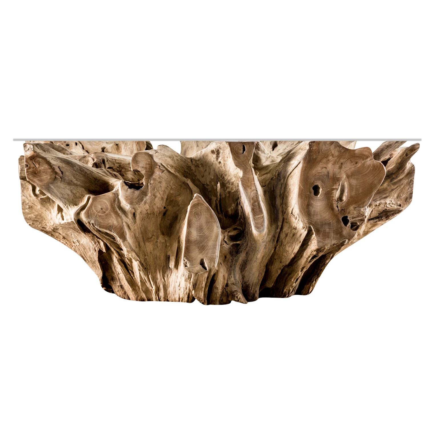 Masuta de Cafea din Sticla si Radacina de Tec, Maro, Stil Etnic - VicalHome 24847 [0]