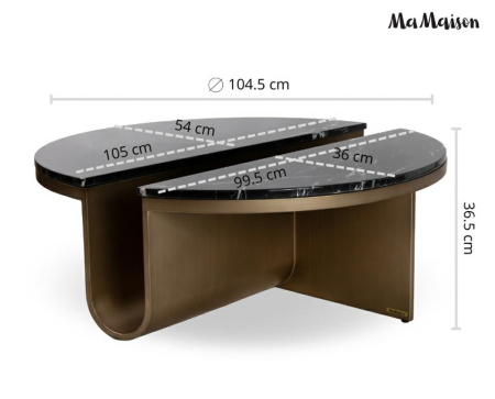 Măsuță de Cafea Harper 105 104,5x104,5x36,5 cm, Negru, Auriu - MaMaison [11]