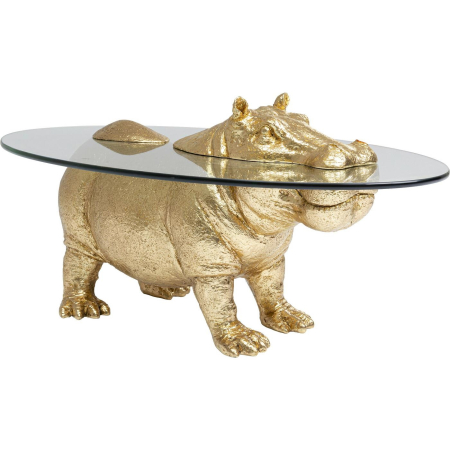 Produse - Măsuță de Cafea Hippo 80x49x37 cm, Sticlă Auriu - Kare Design